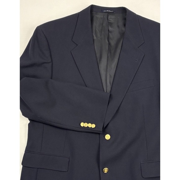 VTG 80s/90s Austin Reed Navy Wool Sport Coat Rowing Jacket Gold Buttons 44S EUC